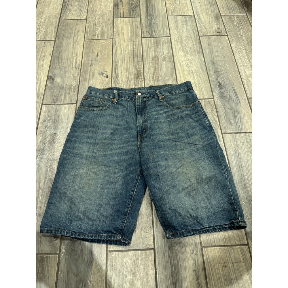 Levi's 569 Men's Loose Fit Denim Jean Shorts Blue Distressed W38